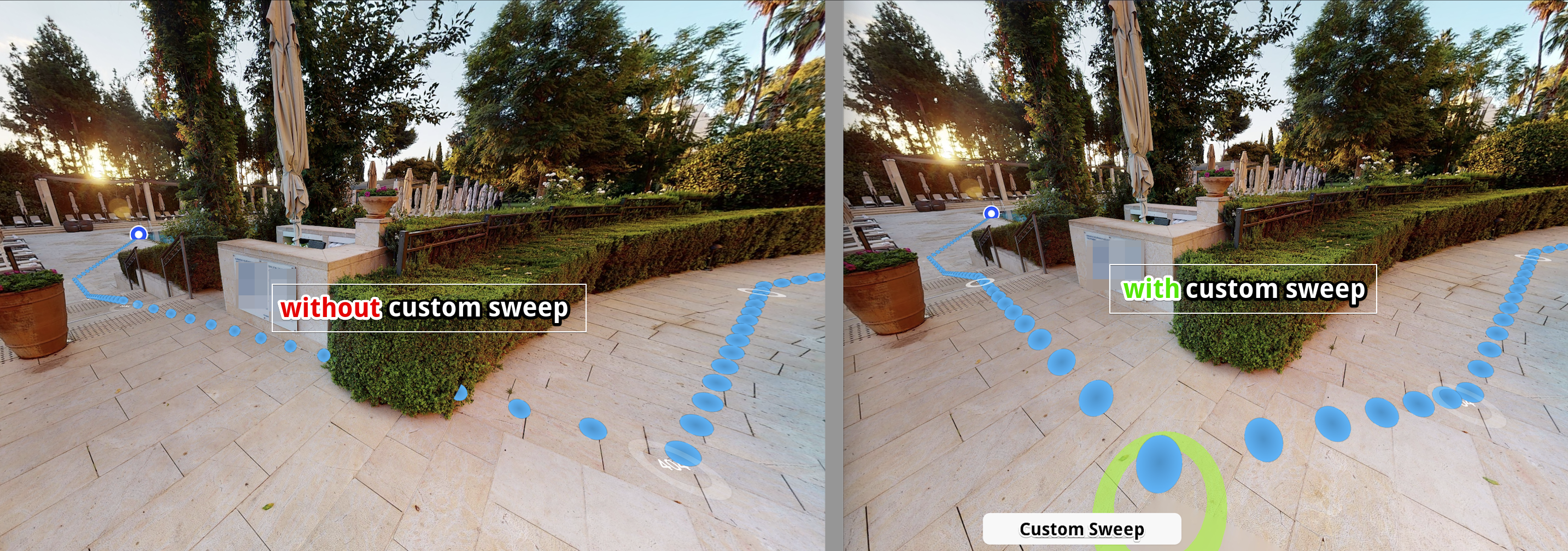 Before / after editing sweep connections