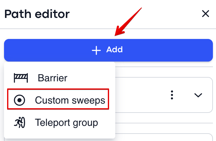 Sweep list in the Path Editor