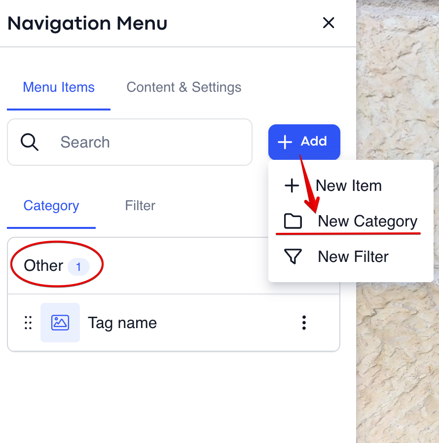 Menu item — attaching a thumbnail