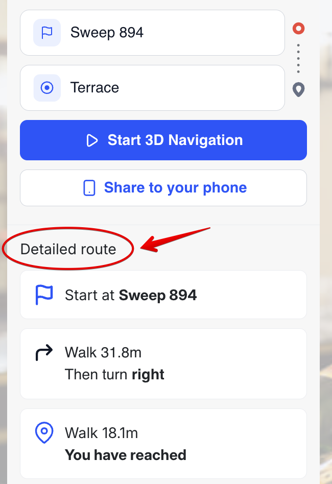 Settings — route preview detail